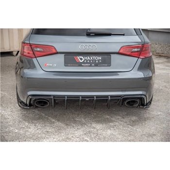 Maxton - Lames De Pare-Chocs Arrière Latérales V.2 Audi RS3 8V Sportback Noir Brillant