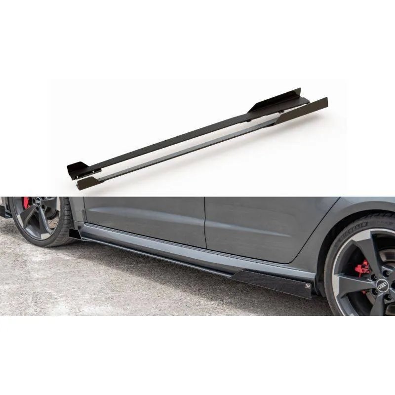 Maxton - Street Pro Rajouts Des Bas De Caisse Audi RS3 8V Sportback Noir + Rabats Brillant