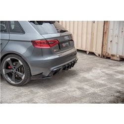Maxton - Street Pro Lame Du Pare Chocs Arriere Audi RS3 8V Sportback Noir + Rabats Brillant 