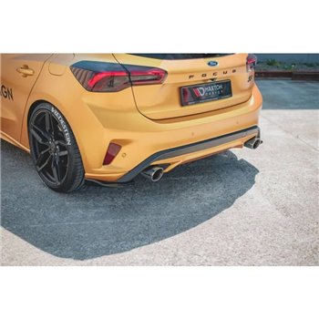 Maxton - Lames De Pare-Chocs Arrière Latérales V.2 Ford Focus Hatchback ST Mk4 Noir Brillant