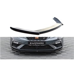 Maxton - Lame Du Pare-Chocs Avant V.4 Seat Leon Cupra / FR Mk3 FL Noir Brillant