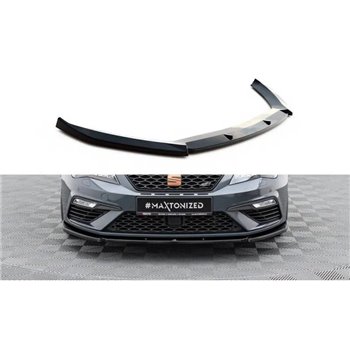 Maxton - Lame Du Pare-Chocs Avant V.6 Seat Leon Cupra / FR Mk3 FL Noir Brillant