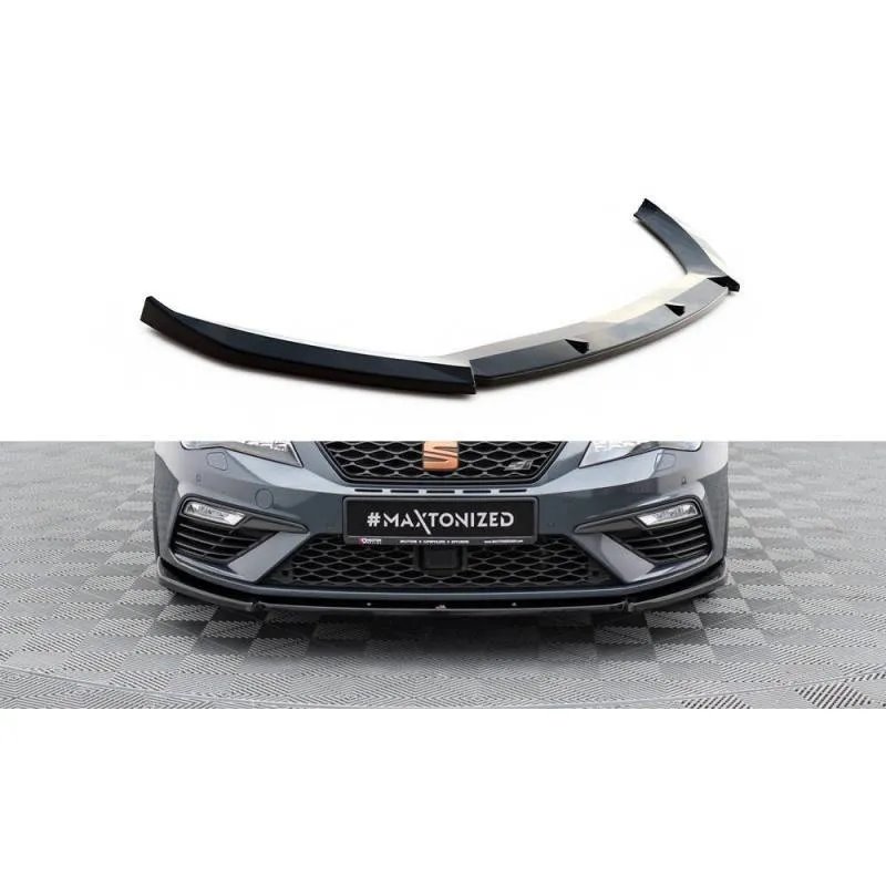 Maxton - Lame Du Pare-Chocs Avant V.6 Seat Leon Cupra / FR Mk3 FL Noir Brillant