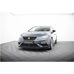 Maxton - Lame Du Pare-Chocs Avant V.6 Seat Leon Cupra / FR Mk3 FL Noir Brillant
