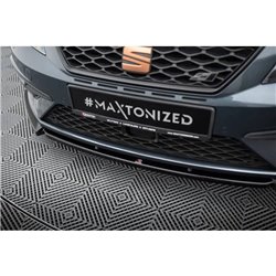 Maxton - Lame Du Pare-Chocs Avant V.6 Seat Leon Cupra / FR Mk3 FL Noir Brillant