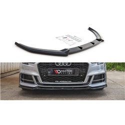 Maxton - Lame Du Pare-Chocs Avant V.3 Audi S3 / A3 S-Line 8V FL Sedan Noir Brillant