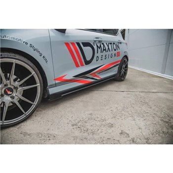 Maxton - Street Pro Rajouts Des Bas De Caisse Ford Fiesta ST / ST-Line Mk8 Noir-Rouge + Rabats Brillant