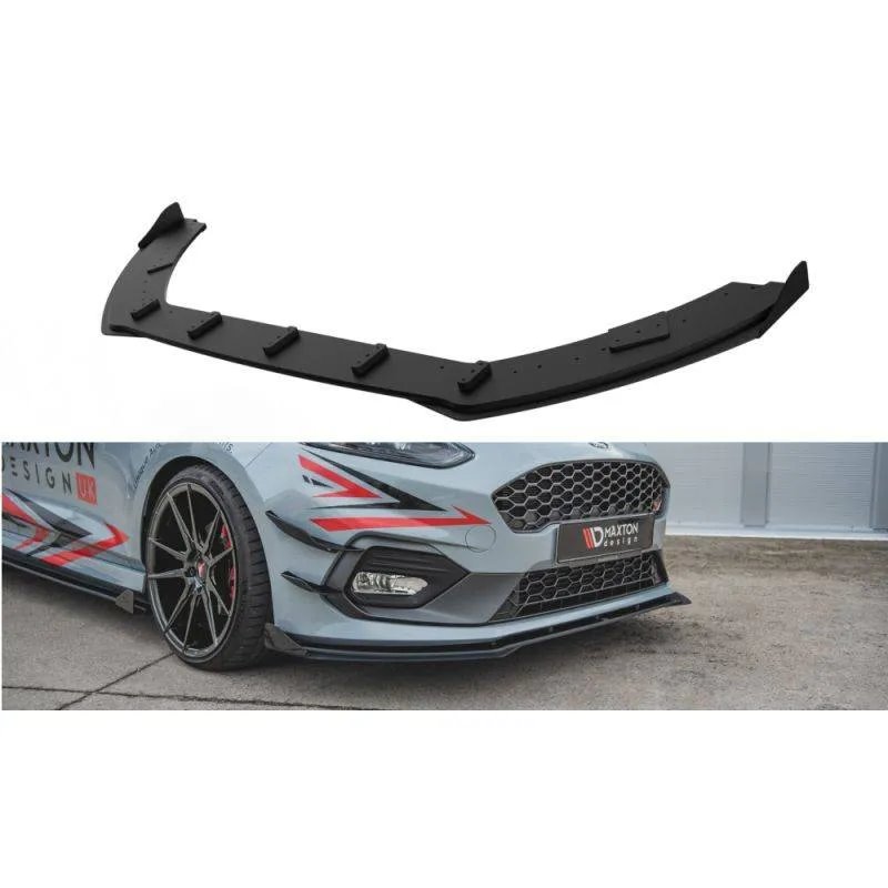 Maxton - Street ProLame Du Pare-Chocs Avant Ford Fiesta Mk8 ST / ST-Line Noir-Rouge + Rabats Brillant