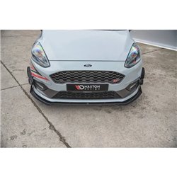 Maxton - Street ProLame Du Pare-Chocs Avant Ford Fiesta Mk8 ST / ST-Line Noir-Rouge + Rabats Brillant