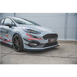 Maxton - Street ProLame Du Pare-Chocs Avant Ford Fiesta Mk8 ST / ST-Line Noir-Rouge + Rabats Brillant
