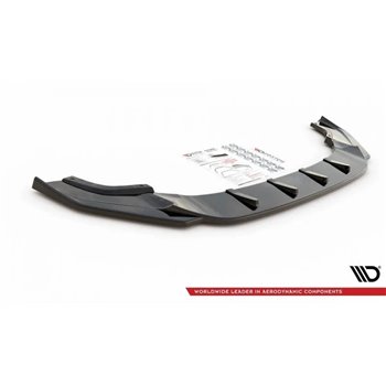 Maxton - Lame Du Pare-Chocs Avant V.9 Volkswagen Golf R / R-Line Mk7 Facelift Noir Brillant