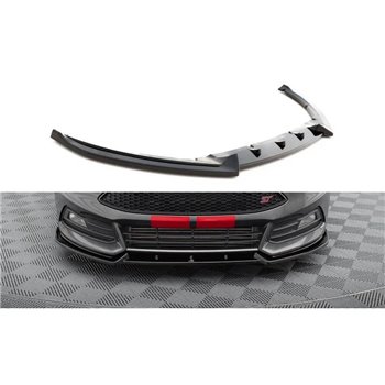 Maxton - Lame Du Pare-Chocs Avant V.4 Ford Focus ST Mk3 Facelift Noir Brillant