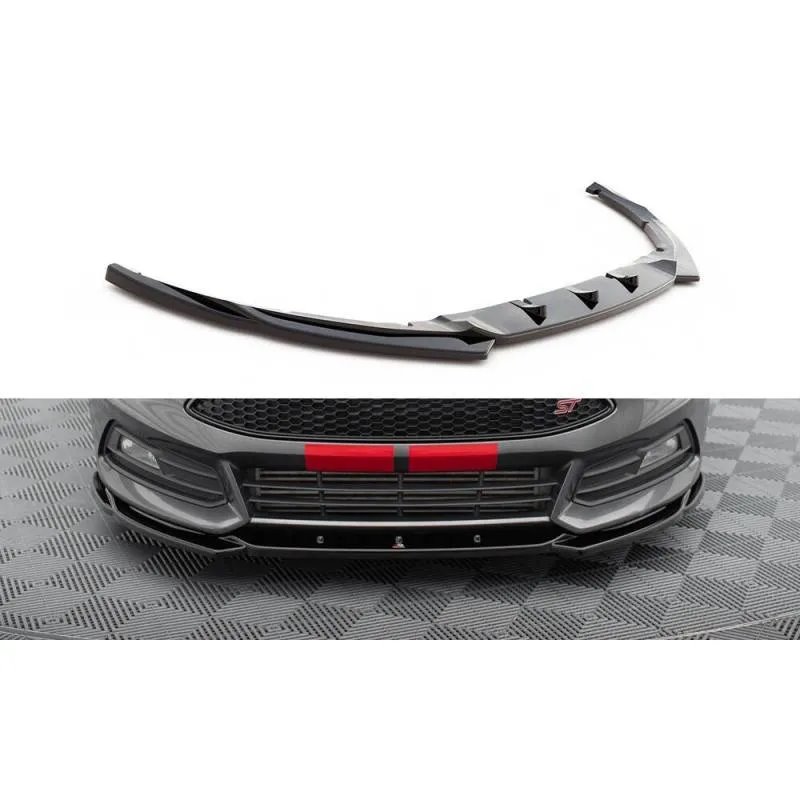 Maxton - Lame Du Pare-Chocs Avant V.5 Ford Focus ST Mk3 Facelift Noir Brillant