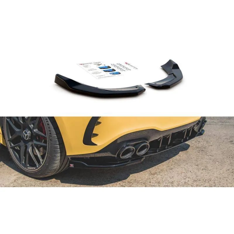 Maxton - Lames De Pare-Chocs Arrière Latérales Mercedes-AMG A 45 S Aero Pack W177 Noir Brillant