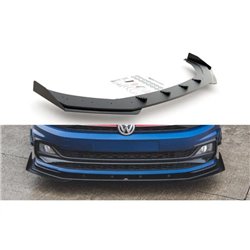 Maxton - Street Pro Lame Du Pare-Chocs Avant Volkswagen Polo GTI Mk6 Noir-Rouge + Rabats Brillant