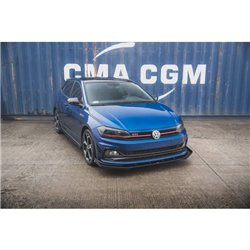 Maxton - Street Pro Lame Du Pare-Chocs Avant Volkswagen Polo GTI Mk6 Noir-Rouge + Rabats Brillant