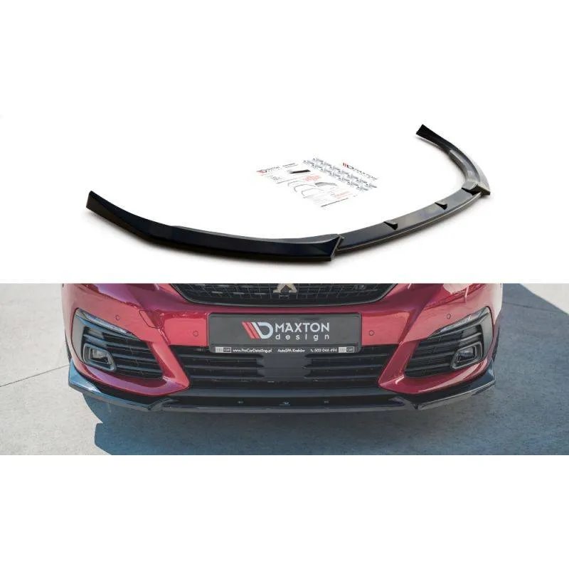 Maxton - Lame Du Pare-Chocs Avant V.1 Peugeot 308 GT Mk2 Facelift Noir Brillant