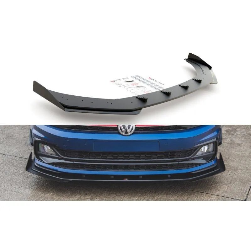 Maxton - Street Pro Lame Du Pare-Chocs Avant Volkswagen Polo GTI Mk6 Noir + Rabats Brillant