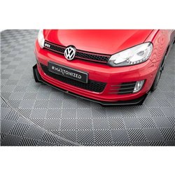 Maxton - Street Pro Lame Du Pare-Chocs Avant V.3 Volkswagen Golf GTI Mk6 Noir-Rouge + Rabats Brillant