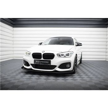 Maxton - Street Pro Lame Du Pare-Chocs Avant V.3 BMW 1 F20 M-Pack Facelift / M140i Noir + Rabats Brillant 