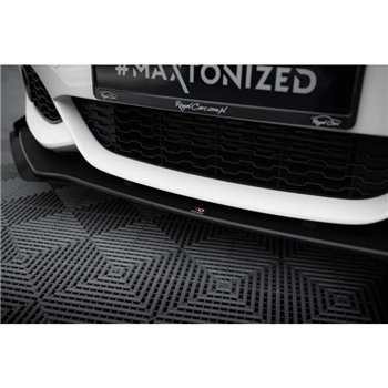 Maxton - Street Pro Lame Du Pare-Chocs Avant V.3 BMW 1 F20 M-Pack Facelift / M140i Noir-Rouge + Rabats Brillant