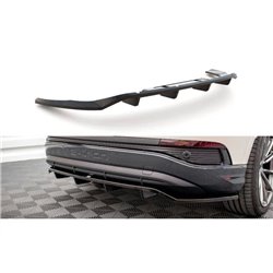 Maxton - Arriere Splitter (avec une barre verticale) Audi Q4 e-tron Sportback S-line Mk1 Noir Brillant