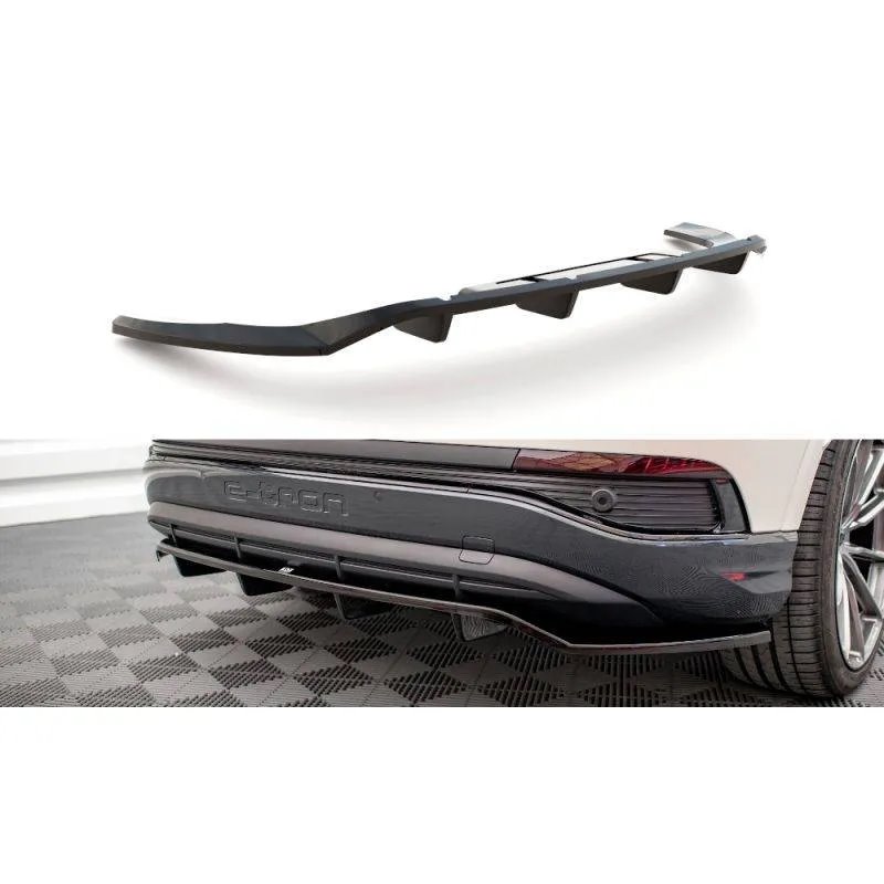 Maxton - Arriere Splitter (avec une barre verticale) Audi Q4 e-tron Sportback S-line Mk1 Noir Brillant