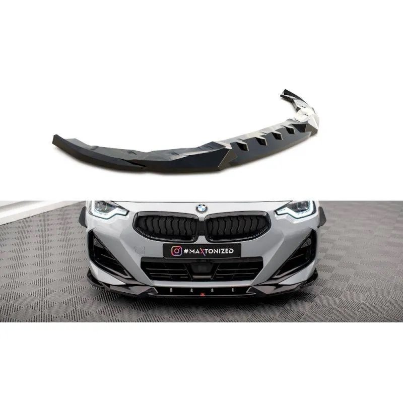 Maxton - Lame Du Pare-Chocs Avant V.2 BMW 2 Coupe M-Pack / M240i G42 Noir Brillant
