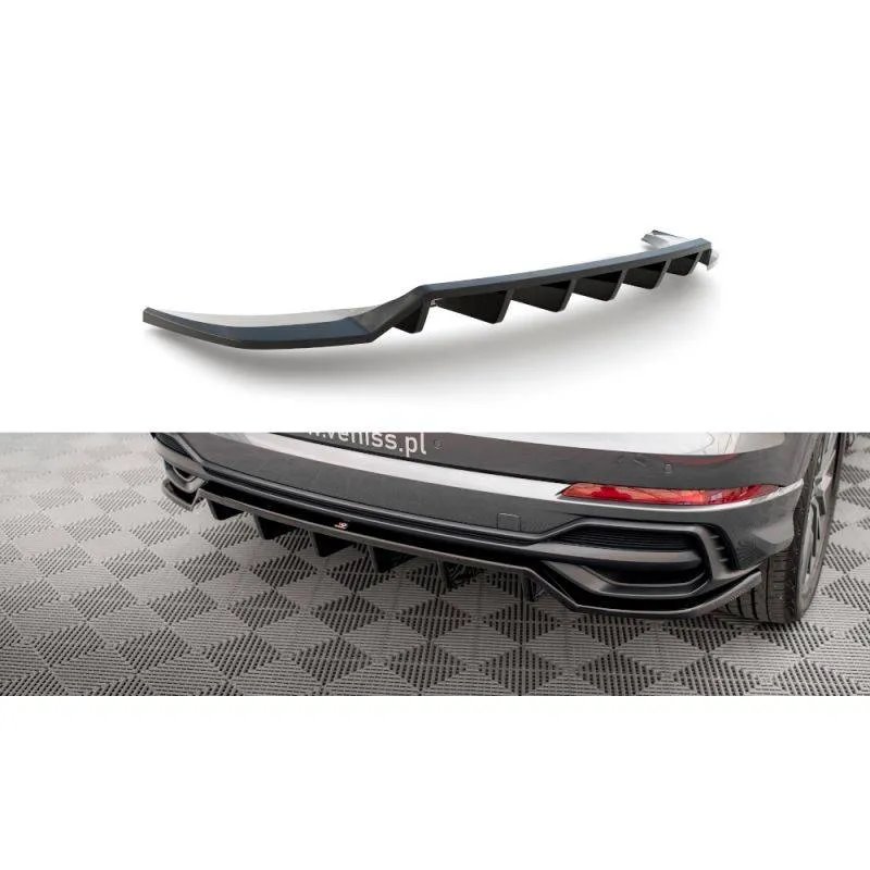 Maxton - Arriere Splitter (avec une barre verticale) Audi Q3 S-Line SUV F3 Noir Brillant