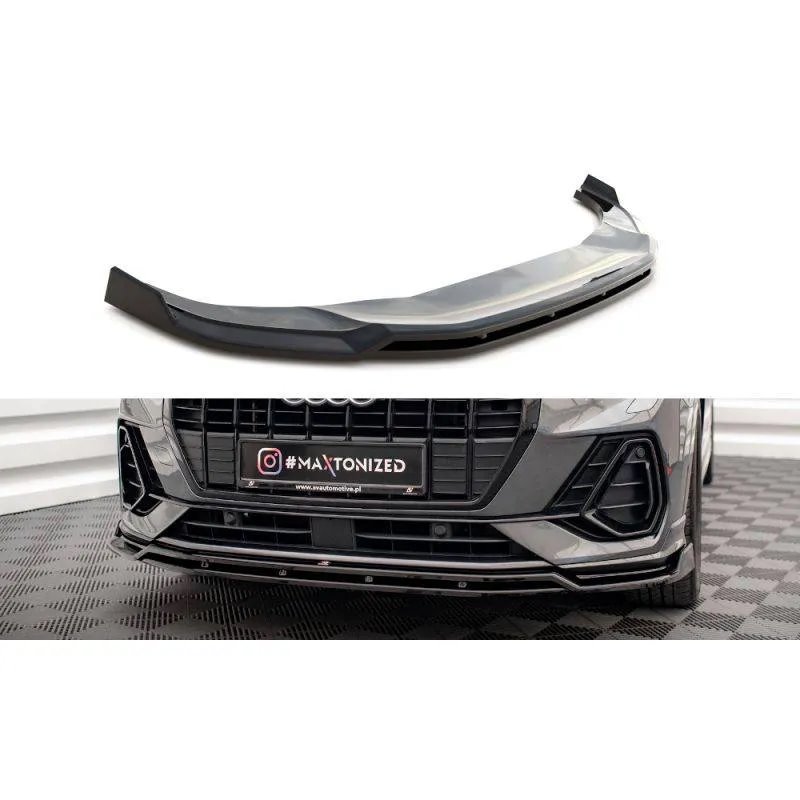Maxton - Lame Du Pare-Chocs Avant V.2 Audi Q3 S-Line SUV F3 Noir Brillant