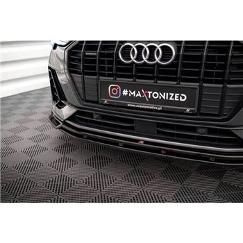 Maxton - Lame Du Pare-Chocs Avant V.2 Audi Q3 S-Line SUV F3 Noir Brillant