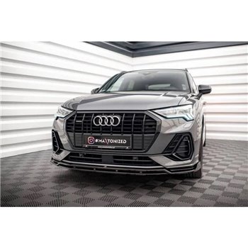 Maxton - Lame Du Pare-Chocs Avant V.2 Audi Q3 S-Line SUV F3 Noir Brillant