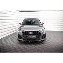 Maxton - Lame Du Pare-Chocs Avant V.1 Audi Q3 S-Line SUV F3 Noir Brillant