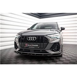 Maxton - Lame Du Pare-Chocs Avant V.1 Audi Q3 S-Line SUV F3 Noir Brillant
