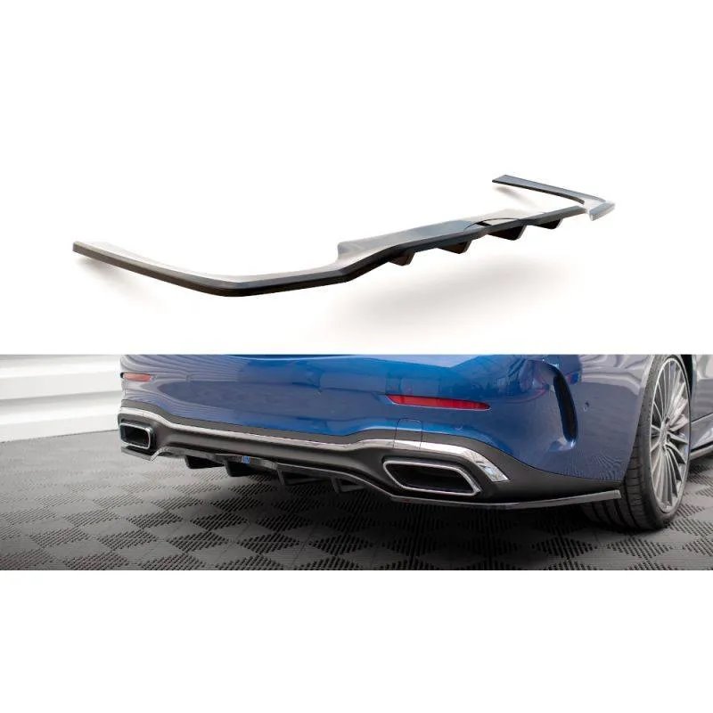 Maxton - Arriere Splitter (avec une barre verticale) Mercedes-Benz C AMG-Line W206 Noir Brillant