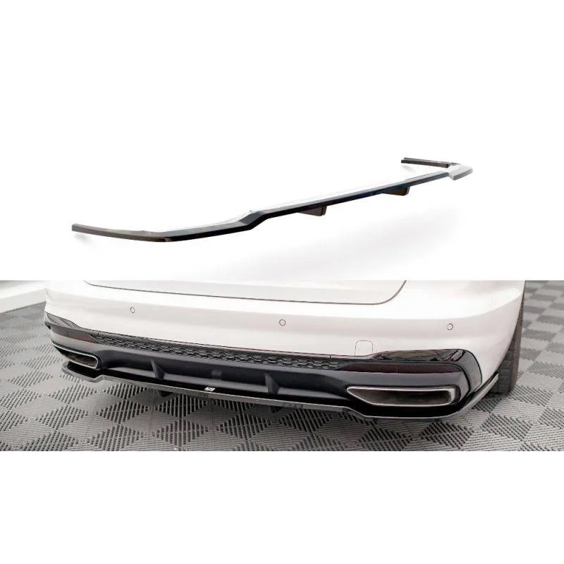 Maxton - Arriere Splitter (avec une barre verticale) V.1 Audi A4 S-Line B9 Facelift Noir Brillant