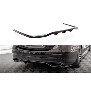 Maxton - Arriere Splitter (avec une barre verticale) Mercedes-Benz S AMG-Line W223 Noir Brillant