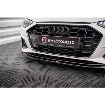 Maxton - Lame Du Pare-Chocs Avant V.2 Audi A4 S-Line / S4 B9 Facelift Noir Brillant