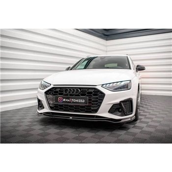 Maxton - Lame Du Pare-Chocs Avant V.2 Audi A4 S-Line / S4 B9 Facelift Noir Brillant