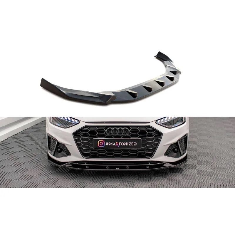 Maxton - Lame Du Pare-Chocs Avant V.1 Audi A4 S-Line / S4 B9 Facelift Noir Brillant