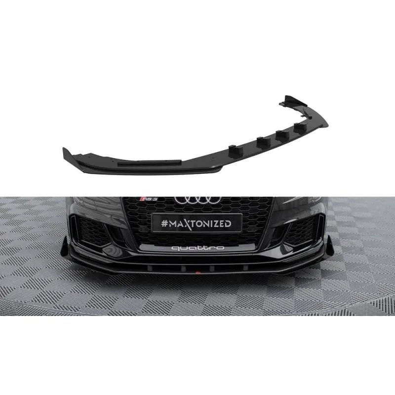 Maxton - Street Pro Lame Du Pare-Chocs Avant V.1 Audi RS3 Sedan 8V Facelift Noir-Rouge + Rabats Brillant