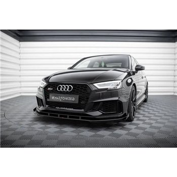 Maxton - Street Pro Lame Du Pare-Chocs Avant V.1 Audi RS3 Sedan 8V Facelift Noir-Rouge + Rabats Brillant