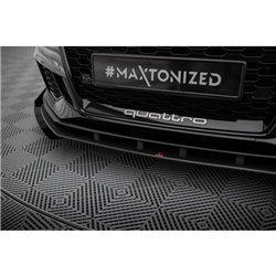 Maxton - Street Pro Lame Du Pare-Chocs Avant V.1 Audi RS3 Sedan 8V Facelift Noir-Rouge + Rabats Brillant