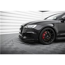 Maxton - Street Pro Lame Du Pare-Chocs Avant V.1 Audi RS3 Sedan 8V Facelift Noir-Rouge + Rabats Brillant