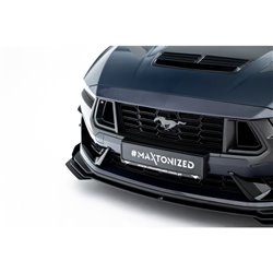 Maxton - Street Pro Lame Du Pare-Chocs Avant Ford Mustang Dark Horse Mk7 Noir-Rouge + Rabats Brillant