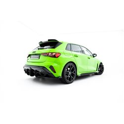 Maxton - Street Pro Central Diffuseur Arriere Audi RS3 Sportback 8Y Facelift Noir-Rouge + Rabats Brillant