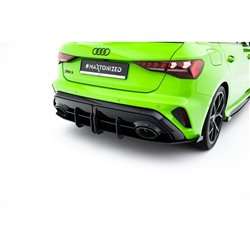 Maxton - Street Pro Central Diffuseur Arriere Audi RS3 Sportback 8Y Facelift Noir + Rabats Brillant 