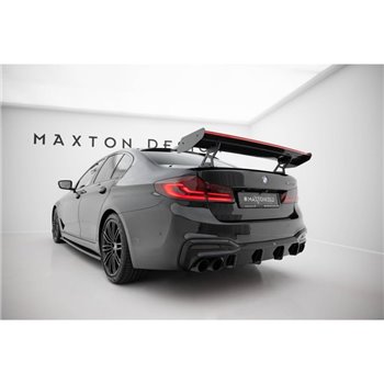 Maxton - Carbon Spoiler With Internal Brackets Uprights + LED BMW 5 / M5 Sedan G30 / F90