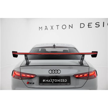 Maxton - Carbon Spoiler With External Brackets Uprights V.1 + LED Audi A5 / A5 S-Line / S5 / RS5 Coupe F5 / F5 Facelift