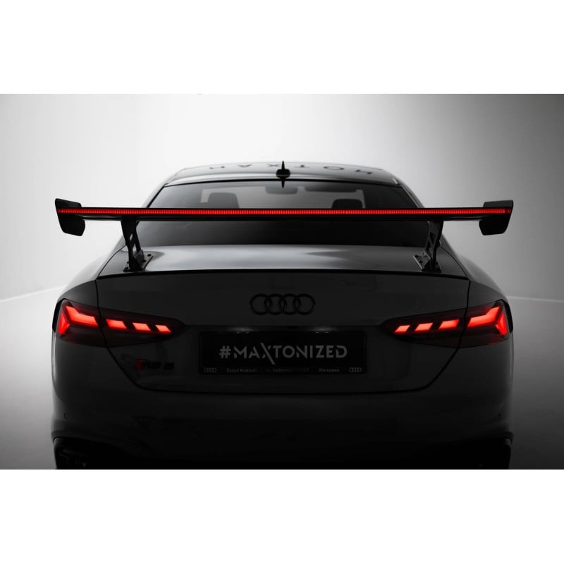 Maxton - Carbon Spoiler With External Brackets Uprights V.2 + LED Audi A5 / A5 S-Line / S5 / RS5 Coupe F5 / F5 Facelift